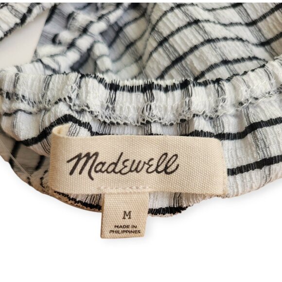 Madewell Gingham Tiered Keyhole Puff-Sleeve Black/White blouse size M NWT - Picture 7 of 11